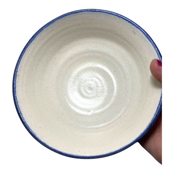 White Pottery Bowl Blue Designs/Ramen Noodle, Ice Cream, Snacks, or Decorative - Picture 7 of 12